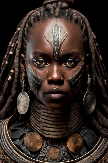 Kenyan Warrior Queen A Stunning Portrait of a Beautiful African Woman Against a Black Backdrop