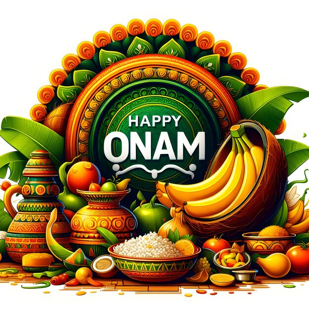 Kerala festival Happy onam festival in kerala greeting card onam celebration indian holiday Free