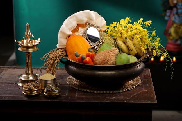 Kerala festival rituals of Vishu festival Vishukkani or Vishu sight