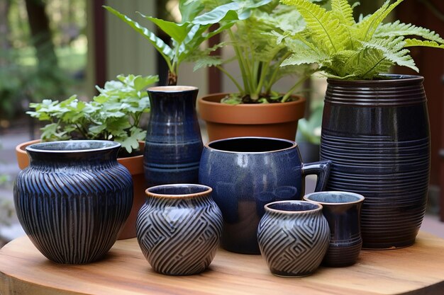 Keramische harmonie binnenkeramiek tegenover keramische potten buiten