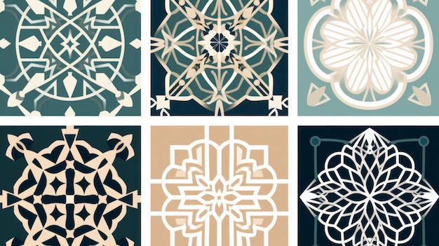 Keramische tegels decoratief aardewerk ontwerp illustratie voor vloerwand keuken interieur textiel