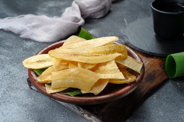 Keripik pisang of banana chips, indonesische traditionele snack