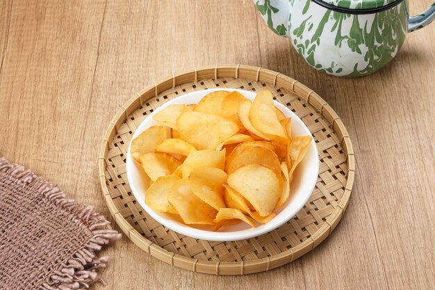 Keripik Singkong Keju of Cheese Cassave Chips Indonesische traditionele snack