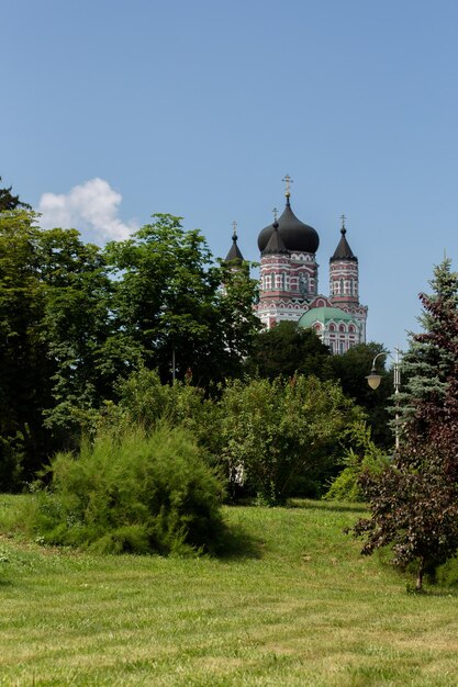 Kerk en kerk in een groen park