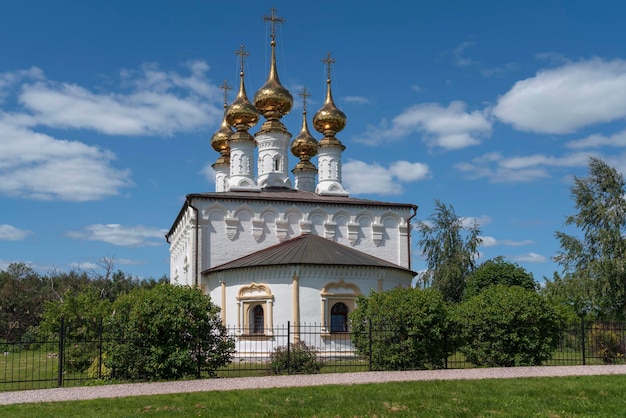 Kerk van de Entrance of the Lord to Jerusalem op een zonnige zomerdag Suzdal Vladimir regio Rusland