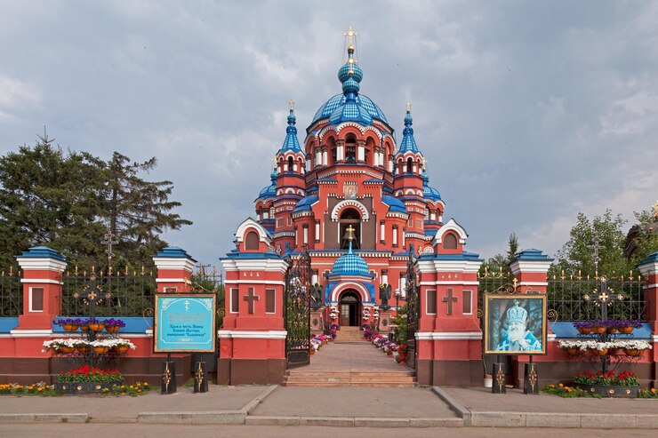 Foto kerk van onze-lieve-vrouw van kazan in irkoetsk