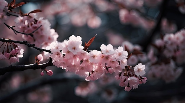 Kersenbloesem Bloemen Abstract Lente in Japan met Levendige Sakura Bloem Achtergrond Generatieve AI