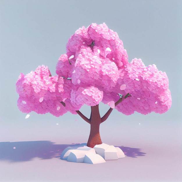 Kersenbloesem bonsai mooie sakura roze miniatuur boom 3d render