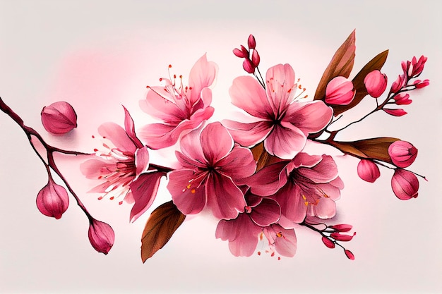 Kersenbloesem sakura roze bloemen bloemblaadjes bloemen illustratie