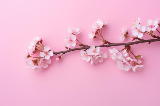 Kersenbloesems op roze achtergrond Banner met bloemen op lichtroze achtergrond Groetekaart sjabloon voor bruiloften moeders of Women39s dag Ai gegenereerd