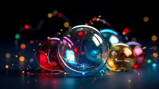Kerst achtergrond met glazen kerstballen generatieve AI