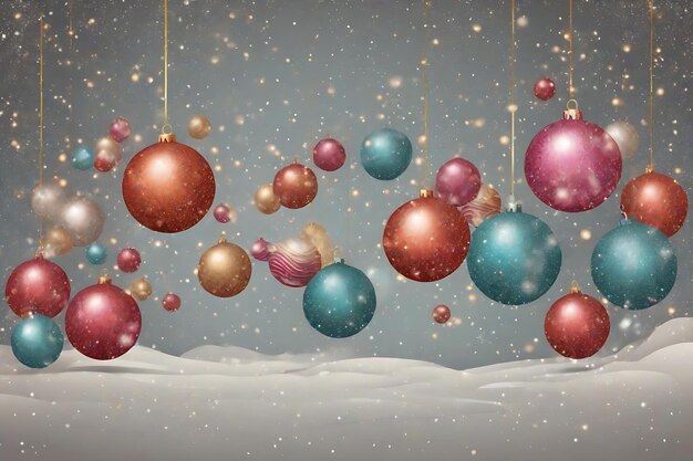 Foto kerst achtergrond met glitterballen illustratie