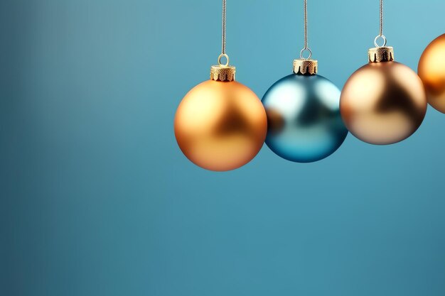 Kerst achtergrond met kerstballen ornamenten opknoping met kopieerruimte Kerstversiering