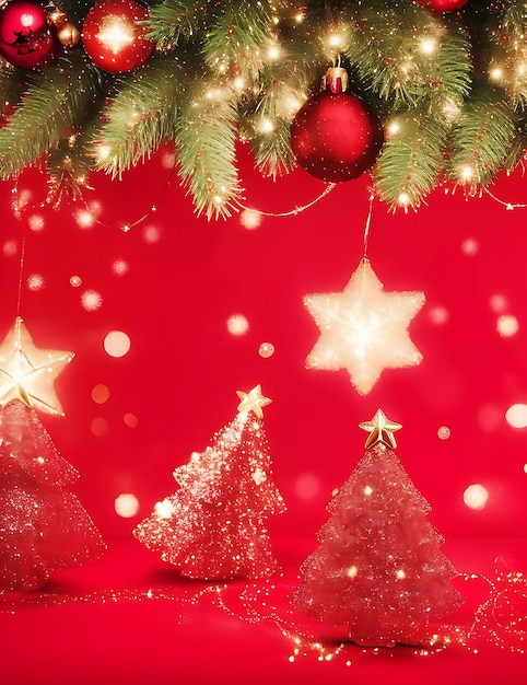 Kerst achtergrond met kerstboom en glinsterende bokeh lichten