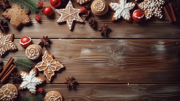 Kerst achtergrond met koffie en koffiekop op een tafel en kerstboom en schoorsteen op de achtergrond