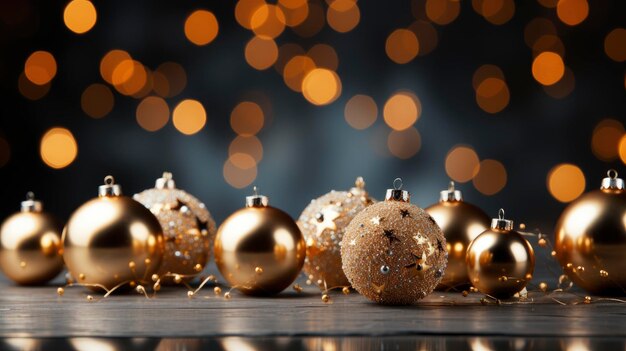 Kerst achtergrond met realistische gouden decoratie Vrolijk kerstfeest en gelukkig nieuwjaar achtergrond