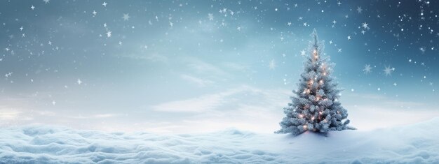 Kerst achtergrond met sneeuw bedekte dennenboom en vallende sneeuwvlokken