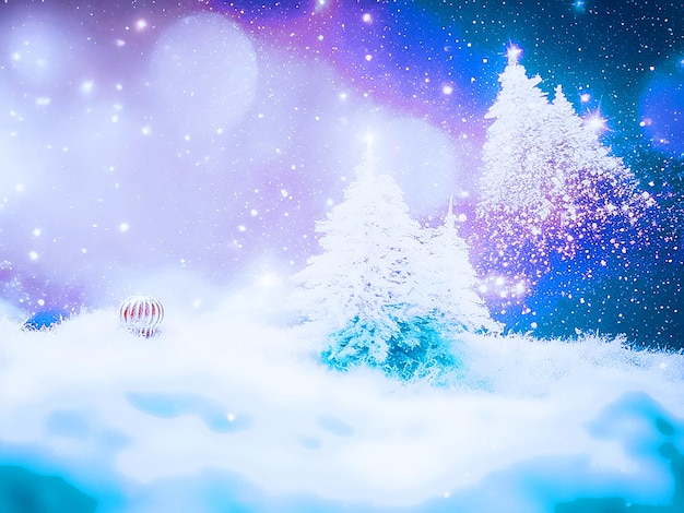 Foto kerst achtergrond met sneeuw bokeh kopieerruimte hoogwaardige foto