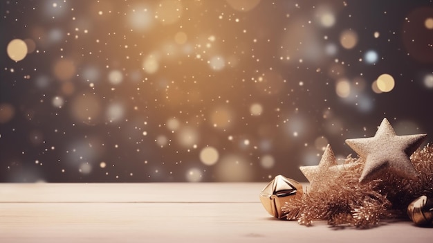Foto kerst achtergrond met sneeuwvlokken en kerstballen decoraties