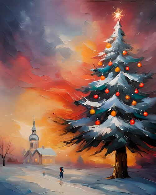 Kerst achtergrond olieverf schilderkunst