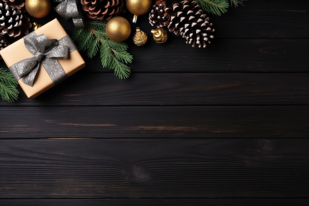 Kerst achtergrond op donkere houten tafel