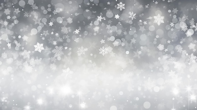 Kerst achtergrond witte en grijze sneeuwvlokken van verschillende vormen, maten en transparantiegradiënt