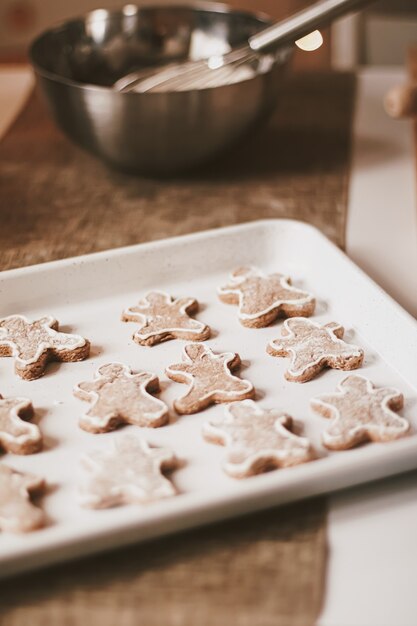 Kerst bakken en koken recept concept voedselingrediënten en bereidingsproces van traditionele ...