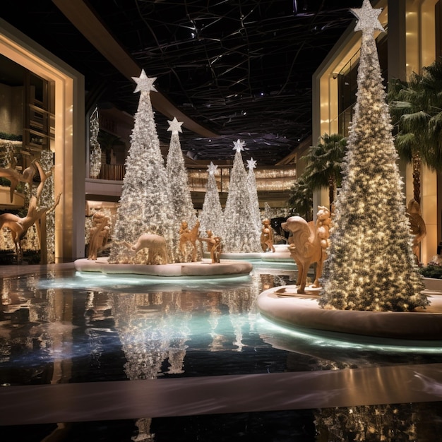 Kerst beste dingen reizen boom licht gloeiend beeld Ai gegenereerde kunst