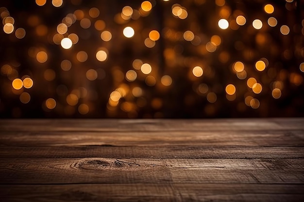 Kerst bokeh houten lichten Genereer Ai
