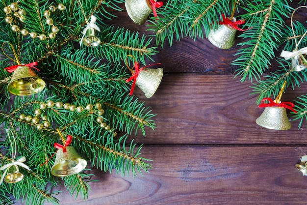 Kerst decor feestelijke achtergrond, plat leggen bovenaanzicht