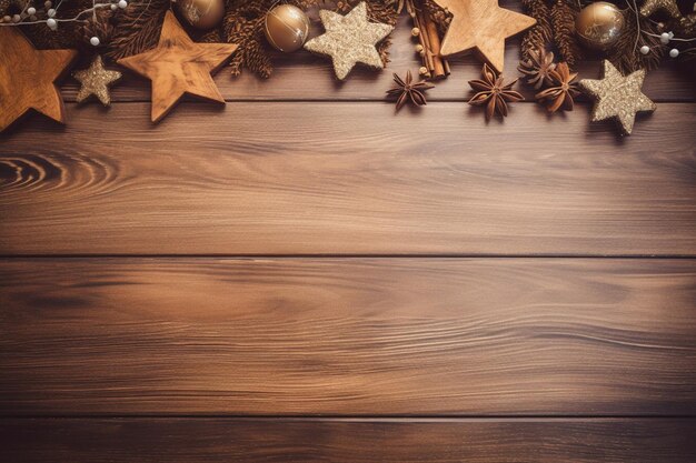 Kerst decoratie op een houten tafel