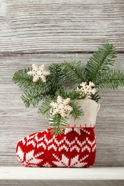 Kerst decoron de houten achtergrond. Kerst wenskaart.