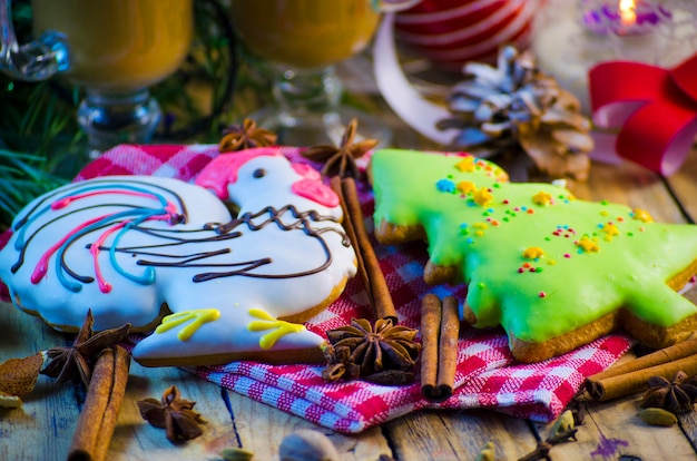 Kerst en Nieuwjaar feestelijke peperkoek en cacao