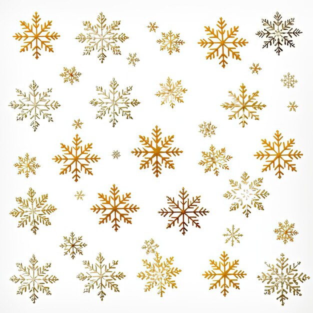 kerst- en nieuwjaarspatroon van sneeuwvlokken in de stijl van goudblad overlay