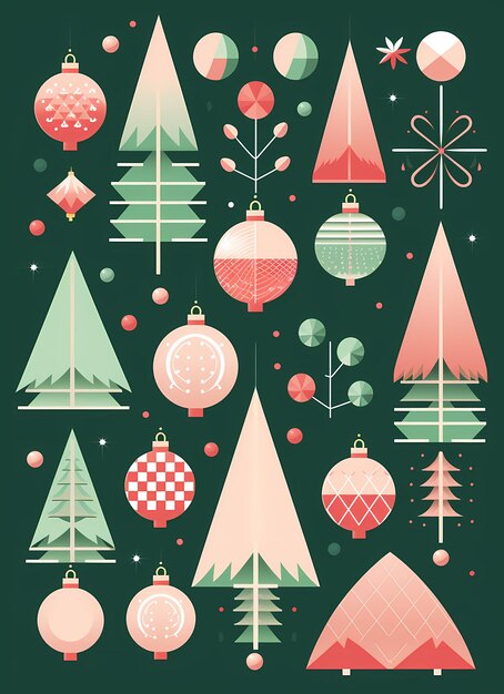 Foto kerst geometrische decoratie rendieren en feestelijke kaart banner poster achtergrond