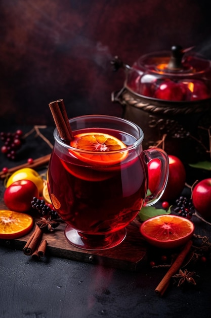 Kerst glühwein met limon en kruiden Generatieve AI