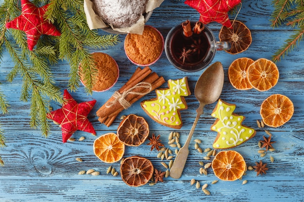 Kerst glühwein. Vrolijk kerstfeest.