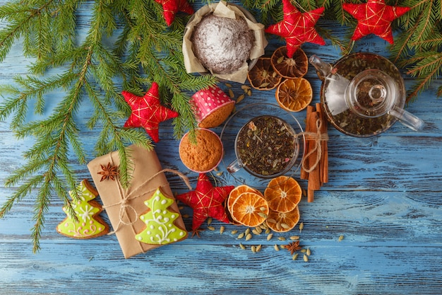 Kerst glühwein. Vrolijk kerstfeest.