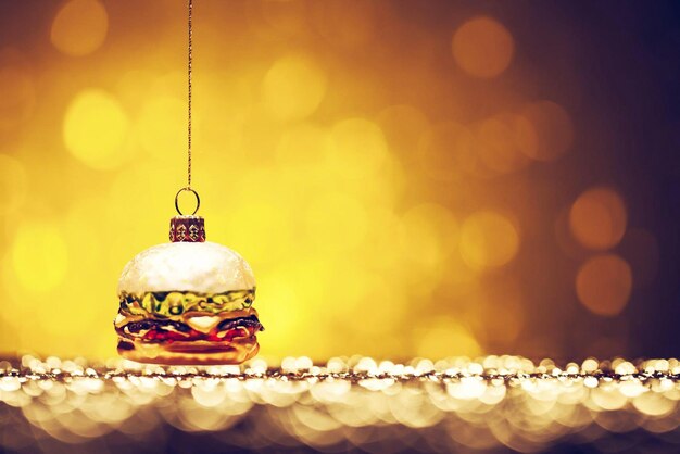 Foto kerst hamburger humor leuk vet dieet bauble card achtergrond