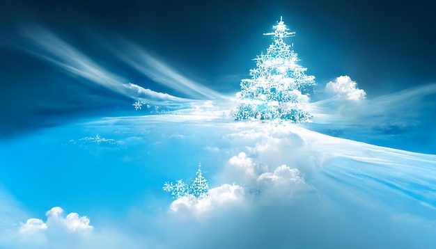 Kerst HD Blue Sky Wallpaper Prachtige illustraties seizoensgebonden illustratie en kopieer ruimte achtergrond