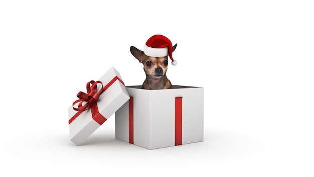 Kerst hond concept kerst 3d-rendering