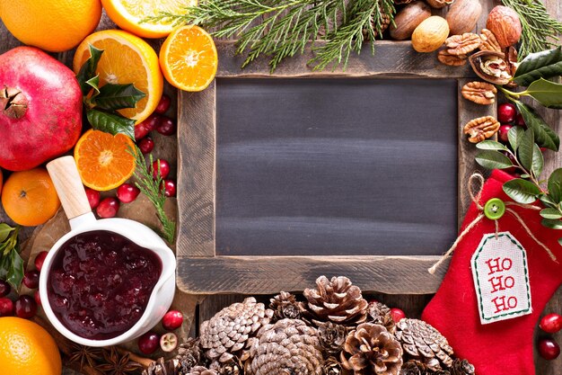 Kerst ingrediënten krijtbord frame