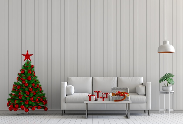 Kerst interieur woonkamer. 3D render