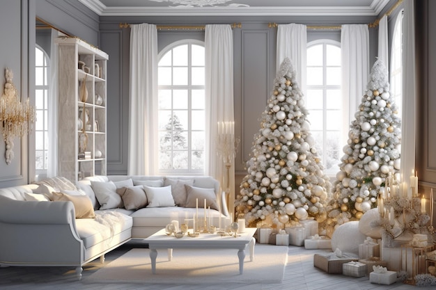 Kerst interieur woonkamer