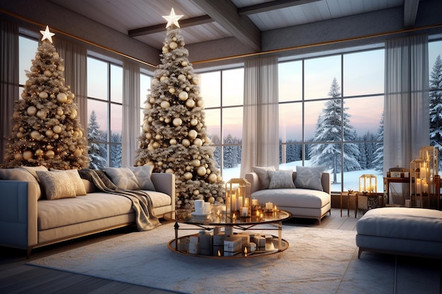 Kerst interieur woonkamer