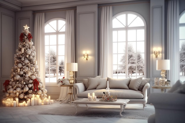 Kerst interieur woonkamer