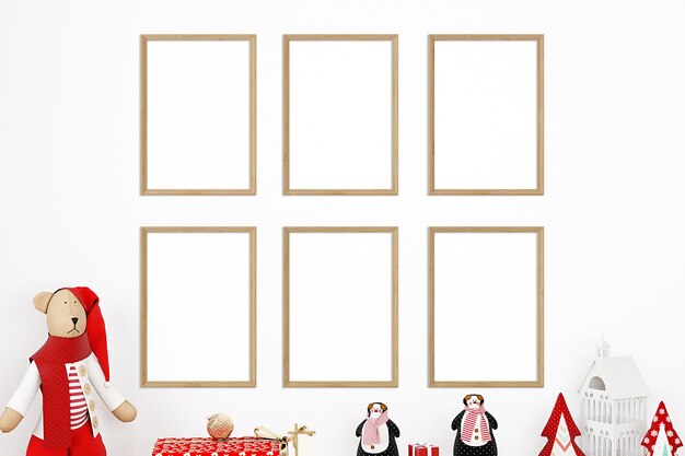 Kerst kinder frame mockup op witte achtergrond