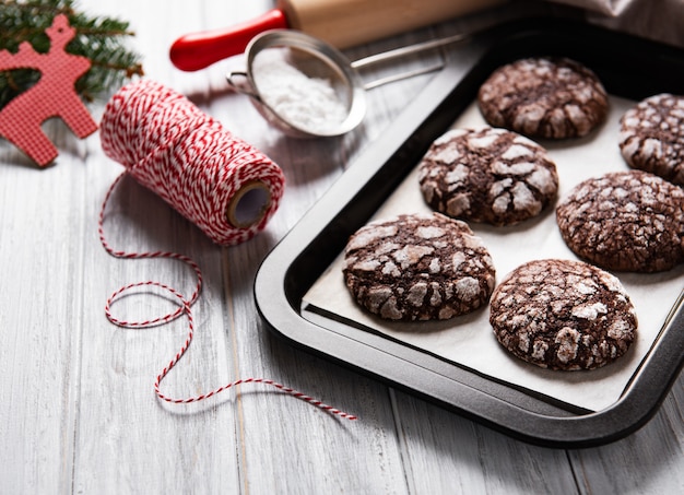 Kerst knetterende chocoladekoekjes