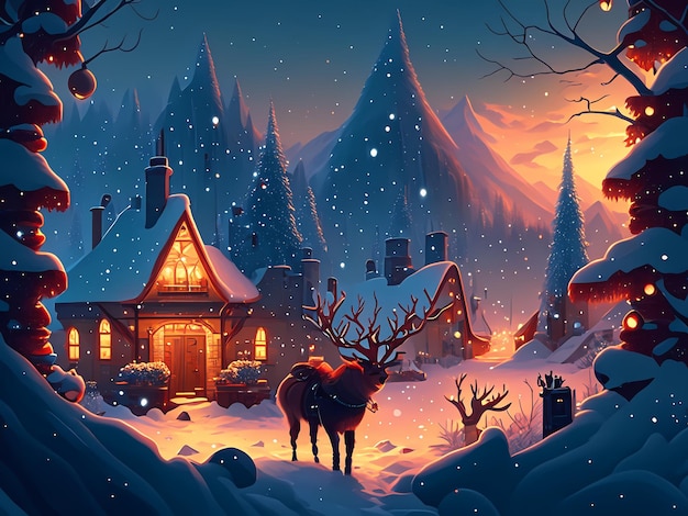 kerst landschap illustratie