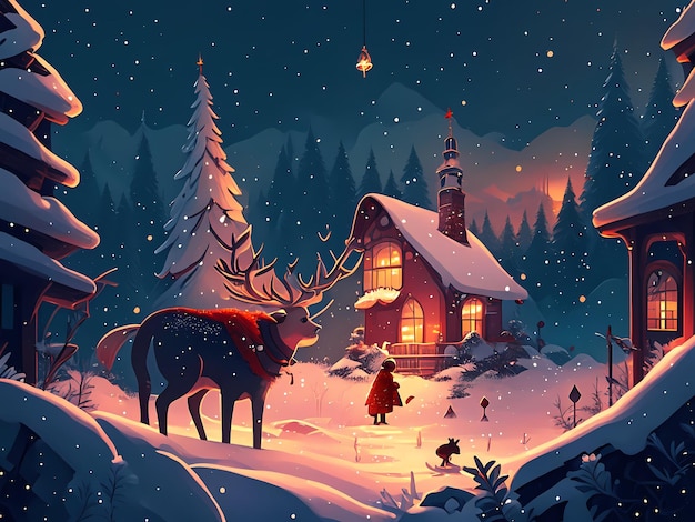 kerst landschap illustratie